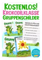 Vorschau - Stationenlernen - Gruppenschilder Krokodilklasse kostenlos - Deckblatt