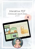 Vorschau - Stationenlernen - Emma übt durch Zwei- gemischte Aufgaben zur Division durch Zwei - Deckblatt