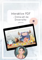 Vorschau - Stationenlernen - Emma übt die Dreierreihe - gemischte Aufgaben - interaktive PDF - 1 mal 1 - Deckblatt