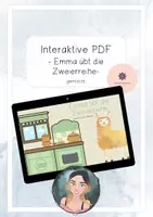 Vorschau - Stationenlernen - Emma übt die Zweierreihe - gemischte Aufgaben - interaktive PDF - 1 mal 1 - Deckblatt