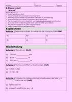 Vorschau - Klassenarbeiten - Mathearbeit Klassenarbeit Brüche Klasse 6 - Seite 1
