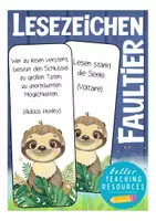 Vorschau - Mal- und Bastelvorlagen - Faultierklasse Lesezeichen Klassentier Faultier - Deckblatt