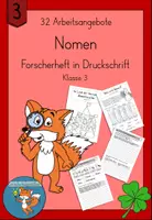 Vorschau - Arbeitsblätter - Nomen Forscherheft Klasse 3 Druckschrift Wortarten - Deckblatt