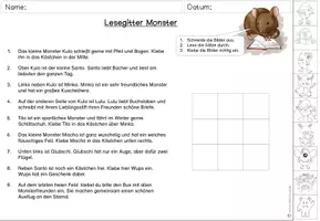 Vorschau - Arbeitsblätter - Lesegitter Monsterchen - Leserätsel Logical - Seite 3