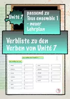 Vorschau - Arbeitsblätter - Tous Ensemble 1: Alle Verben Unité 7 - Deckblatt