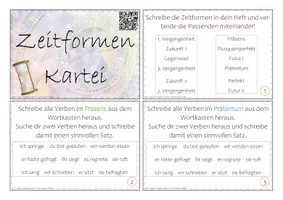 Vorschau - Stationenlernen - Zeitformen bestimmen: Aufgabenkarten - Deckblatt