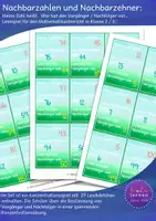 Vorschau - Spiele - Nachbarzahlen: Vorgänger und Nachfolger Lese-Konzentrationsspiel im Zahlenraum bis 100 - Deckblatt