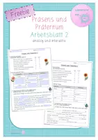 Vorschau - Arbeitsblätter - Arbeitsblatt Präsens und Präteritum 2 (interaktiv und analog) - Deckblatt