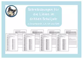 Vorschau - Arbeitsblätter - Schreibübungen für die Linien/Lineatur im dritten Schuljahr - Deckblatt