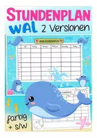 Vorschau - Mal- und Bastelvorlagen - Stundenplan Wal Schulanfang - Deckblatt