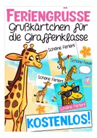 Vorschau - Mal- und Bastelvorlagen - Feriengrüße Giraffenklasse kostenlos - Deckblatt
