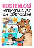 Vorschau - Mal- und Bastelvorlagen - Feriengrüße Biberklasse kostenlos - Deckblatt