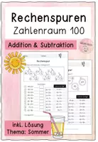Vorschau - Arbeitsblätter - sommerliche Rechenspuren (ZR 100) - Addition & Subtraktion - Deckblatt