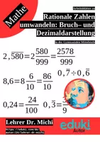 Vorschau - Arbeitsblätter - Rationale Zahlen: Bruchdarstellung und Dezimaldarstellung - Deckblatt