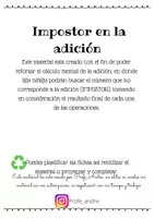 Vista previa - Hojas de trabajo - Impostor en la adición - página 1
