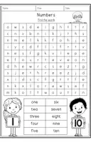 Vorschau - Arbeitsblätter - Numbers 1-20 - Word Searches - Seite 2