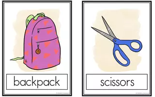 Vorschau - Bildkarten - School Things - Picture & Word Cards - Seite 1