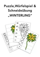 Vorschau - Arbeitsblätter - Puzzle, Würfelspiel & Schneideübung „WINTERLING“ (Zahlen bis 6 & Würfel) - Deckblatt