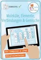 Vorschau - Spiele - Atome, Moleküle, Stoffe, Elemente, Verbindungen, Gemische – digitales Domino Spiel - Deckblatt
