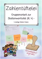 Vorschau - Stundenentwürfe - Zahlentüftelei Gruppenarbeit Mathe Klasse 4 Stellenwerttafel - Deckblatt