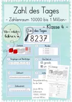Vorschau - Arbeitsblätter - Zahlenraum bis 1.000.000 – Zahl des Tages – Mathe Klasse 4 – Tafelmaterial & Arbeitsblätter - Deckblatt