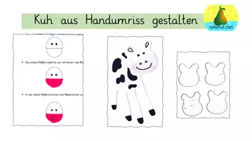 Vorschau - Mal- und Bastelvorlagen - Kunst: Kuh aus einem Handumriss gestalten - Deckblatt
