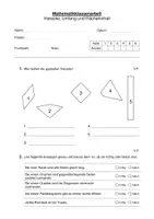 Vorschau - Klassenarbeiten - Klassenarbeit - Vierecke, Umfang, Flächeninhalt und Längen - Deckblatt