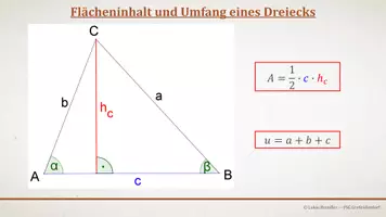 Vorschau - Präsentationen/Tafelbilder - Tafelbilder - Flächeninhalt und Umfang eines Dreiecks - Seite 1