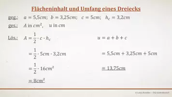Vorschau - Präsentationen/Tafelbilder - Tafelbilder - Flächeninhalt und Umfang eines Dreiecks - Seite 2