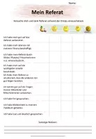 Vorschau - Arbeitsblätter - Mein Referat - Selbsteinschätzungsbogen für SuS (editierbar) - Seite 1