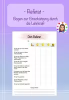 Vorschau - Arbeitsblätter - Dein Referat - Bogen zur Einschätzung der SuS (für Lehrkräfte), editierbar - Deckblatt