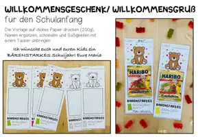 Vorschau - Mal- und Bastelvorlagen - Willkommensgruß / Willkommensgeschenk für den Schulanfang - Bärenstarke Grüße - Seite 1