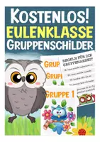 Vorschau - Stationenlernen - Gruppenschilder Eulen / Eulenklasse kostenlos - Deckblatt