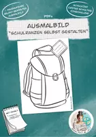 Vorschau - Arbeitsblätter - Ausmalbild "Schulranzen" Einschulung/Erster Schultag Gratis! - Deckblatt