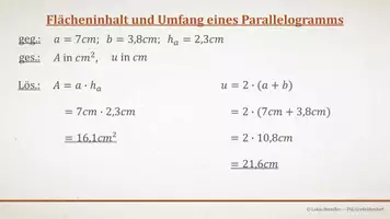 Vorschau - Präsentationen/Tafelbilder - Tafelbilder - Flächeninhalt und Umfang von Parallelogramm und Trapez - Seite 2