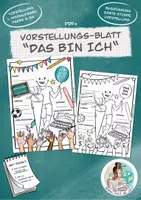 Vorschau - Arbeitsblätter - Vorstellungs-Blatt "Erster Schultag" / Einschulung Ausmalbild - Deckblatt
