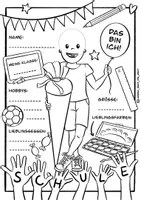 Vorschau - Arbeitsblätter - Vorstellungs-Blatt "Erster Schultag" / Einschulung Ausmalbild - Seite 1