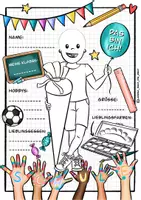 Vorschau - Arbeitsblätter - Vorstellungs-Blatt "Erster Schultag" / Einschulung Ausmalbild - Seite 2