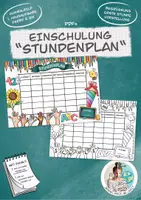 Vorschau - Mal- und Bastelvorlagen - Stundenplan "Erster Schultag" / Einschulung Ausmalbild - Deckblatt