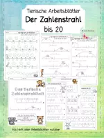 Vorschau - Unterrichtsreihen - Der Zahlenstrahl bis 20 - tierische Arbeitsblätter - Deckblatt