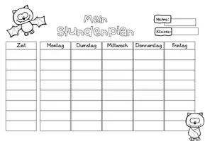 Vorschau - Mal- und Bastelvorlagen - Stundenplan Fledermausklasse - Seite 2
