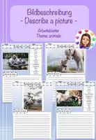 Vorschau - Arbeitsblätter - Bildbeschreibung Englisch: Describe the picture (Thema: Animals, Arbeitsblätter, editierbar) - Deckblatt