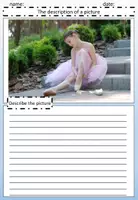 Vorschau - Arbeitsblätter - Bildbeschreibung Englisch: Describe the picture (Thema: hobbies, Arbeitsblätter, editierbar) - Seite 1