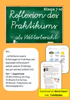 Vorschau - Stundenentwürfe - Reflexion des Praktikums - als Wetterbericht - Deckblatt
