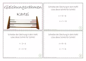 Vorschau - Arbeitsblätter - Gleichungen lösen: Aufgabenkarten (Montessori) - Seite 1