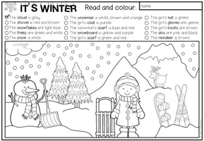 Vorschau - Arbeitsblätter - WINTER - Read and Colour (2-fach differenziert) - Seite 1