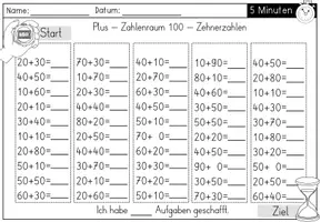 Vorschau - Arbeitsblätter - 5 & 10 Minuten Rechnen - 2. Klasse ZR 100 - Zehnerzahlen - Seite 3