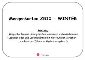Vorschau - Arbeitsblätter - Differenzierte Mengenkarten ZR10 - WINTER/WEIHNACHTEN - Klettaufgaben (TEACCH) - Seite 1