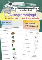 Vorschau - Arbeitsblätter - Autogrammjagd - Erzählen nach den Sommerferien - Deckblatt