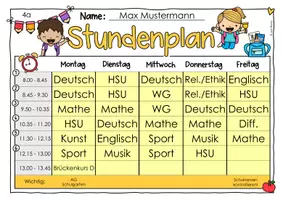 Vorschau - Anderer Materialtyp - Stundenplan Vorlage zum Ausfüllen - Seite 1